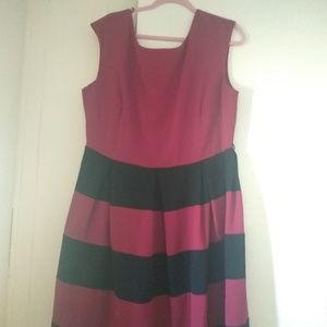 Tiana B. Red and black striped dress
